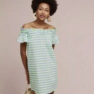 Corey Lynn Calter x Anthropologie Off-the-Shoulder Striped Mini Dress - Medium